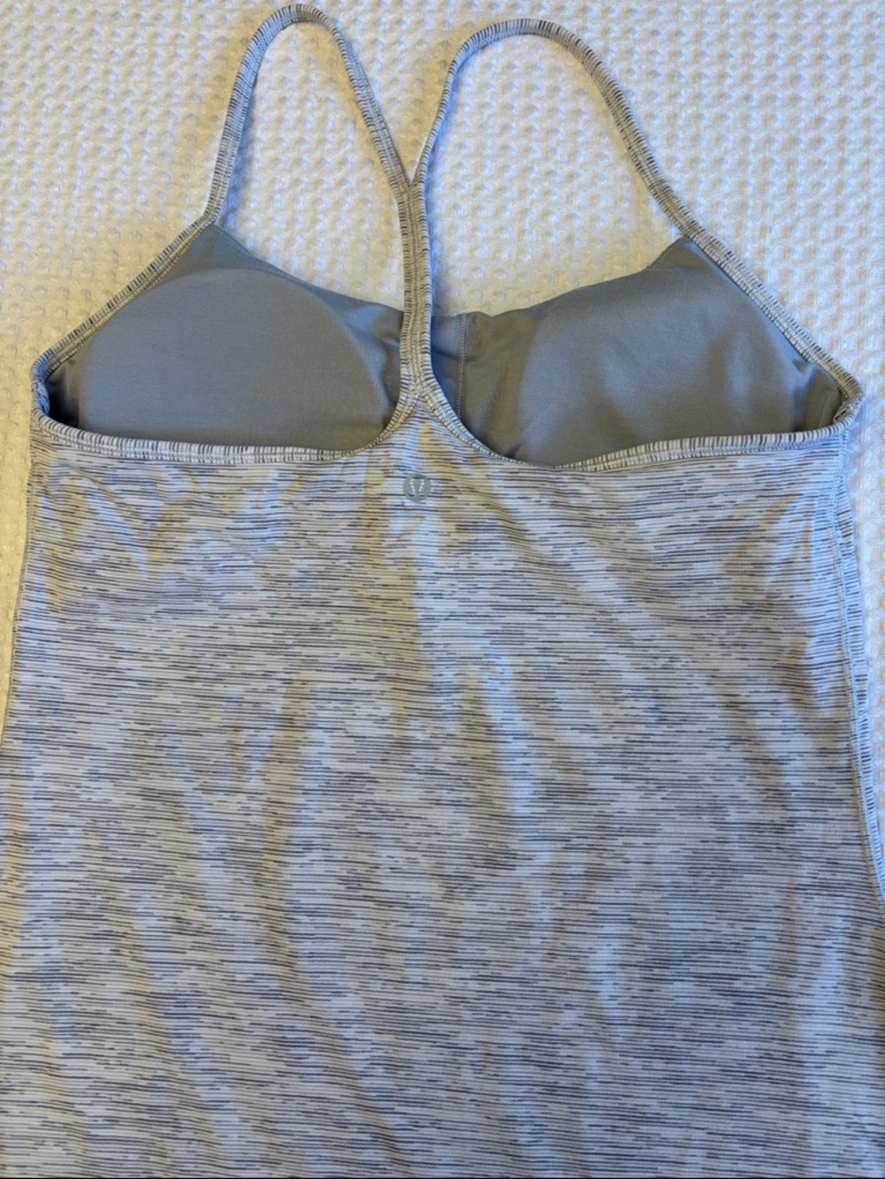 lululemon athletica Size 10 gray striped workout racerback tank built-in bra - Picture 4 of 12